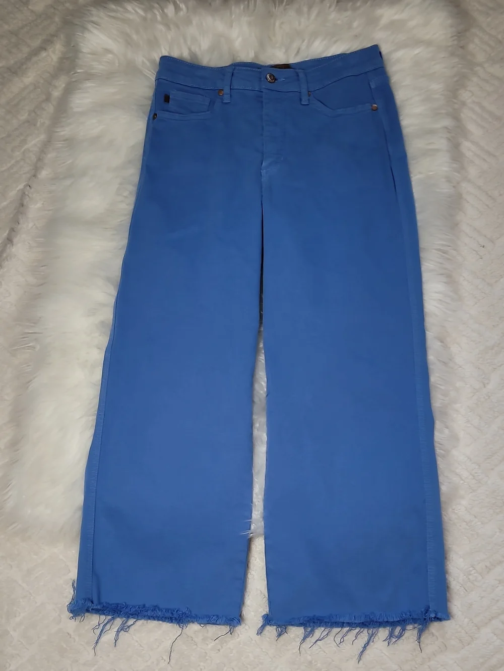 Judy Blue Garment Dyed High Rise Crop Wide Leg Jean Womens 7/28 Sky Blue Preppy